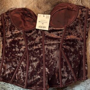 Velvet Corset Top in Rich Burgundy
